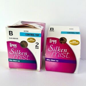 L'eggs Silken Mist Women's Control Top Run Resist Ultra Sheer Leg Sz B 3 Pairs